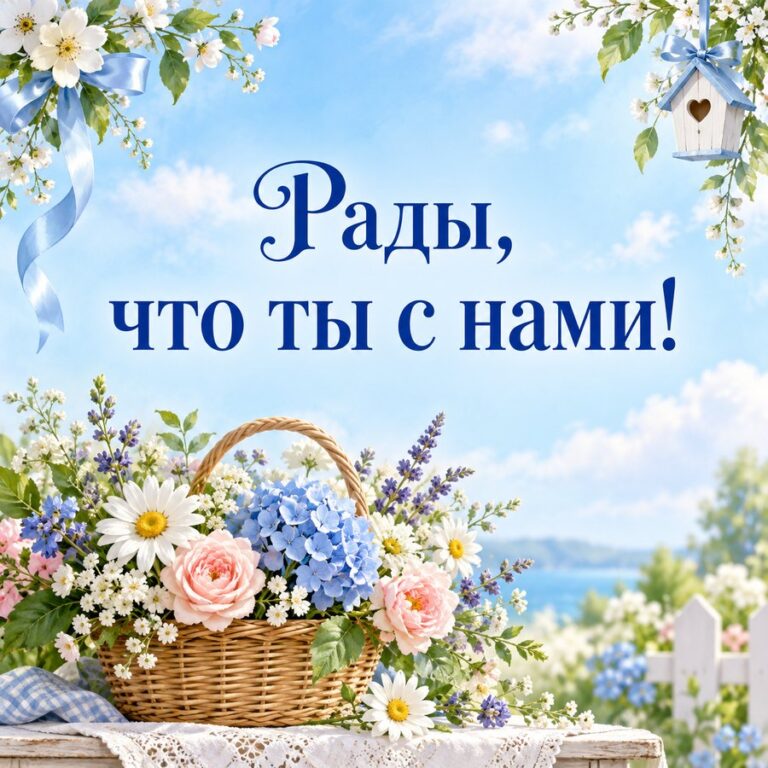 Рады, что ты с нами! - открытка с поздравлением жене