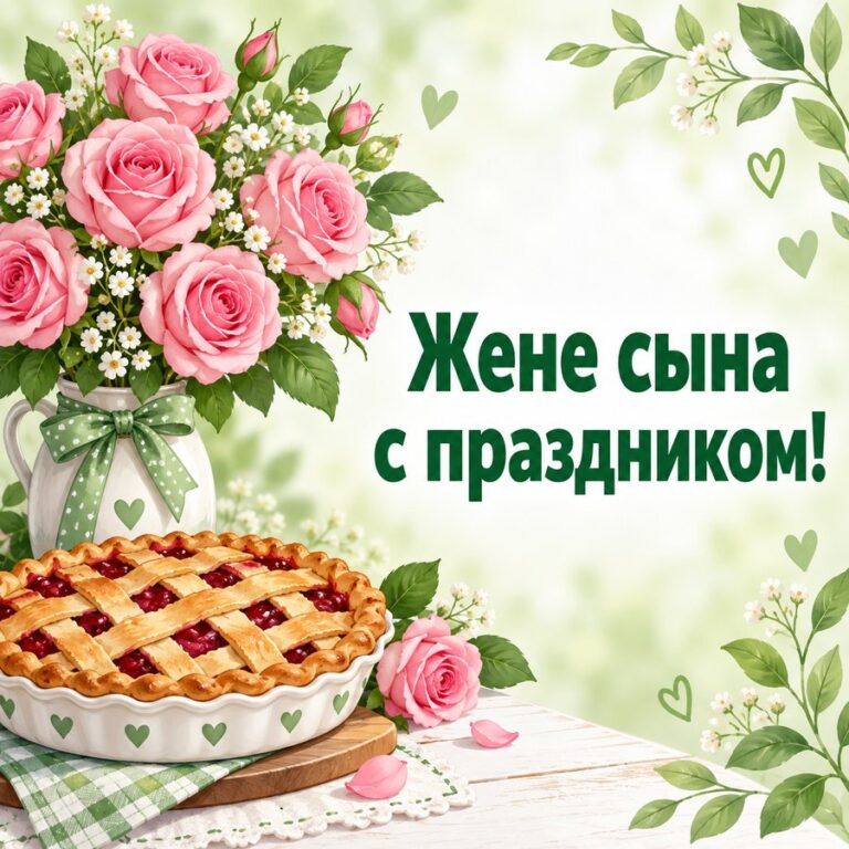 Жене сына с праздником! - открытка с поздравлением жене