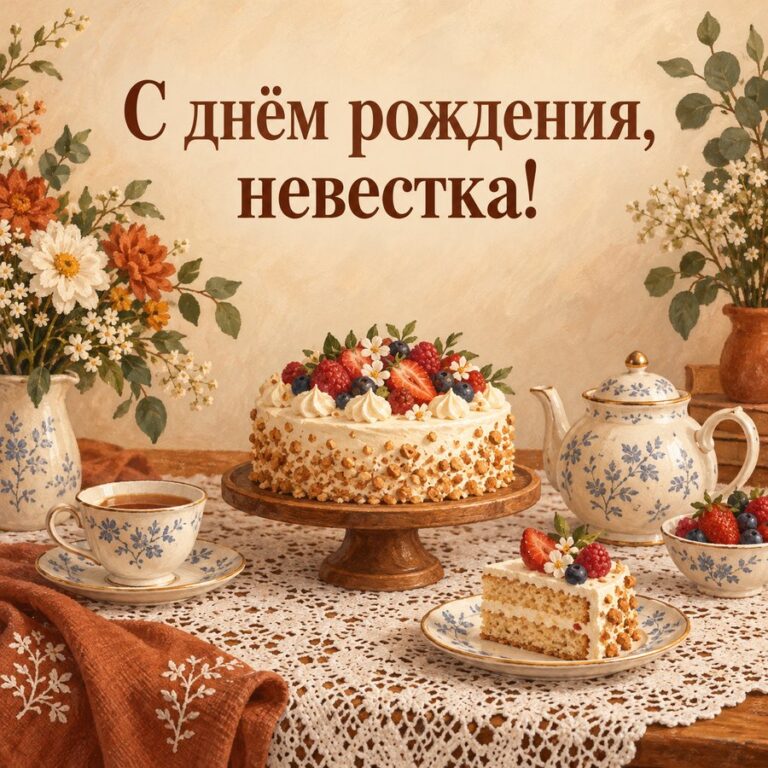 С днём рождения, невестка! - открытка с поздравлением жене