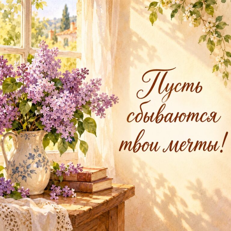 Пусть сбываются твои мечты! - открытка с поздравлением жене