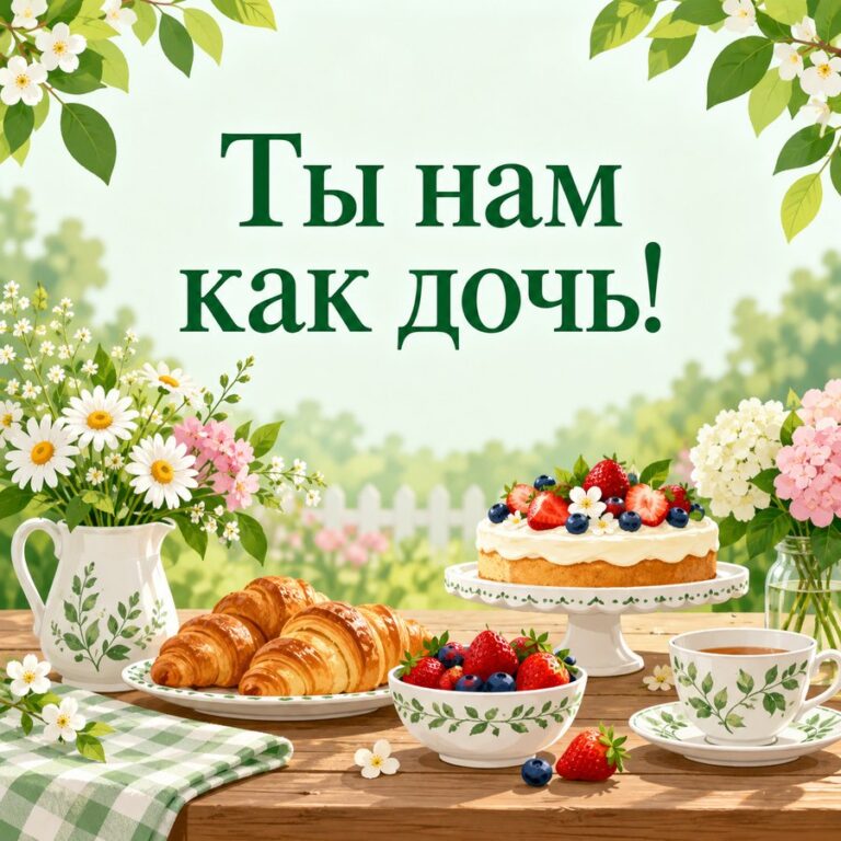 Ты нам как дочь! - открытка с поздравлением жене