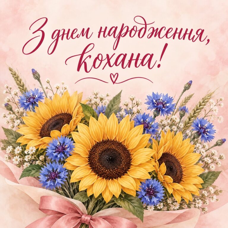 З днем народження, кохана! - открытка с поздравлением жене