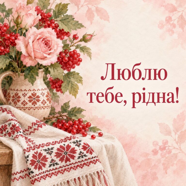 Люблю тебе, рідна! - открытка с поздравлением жене