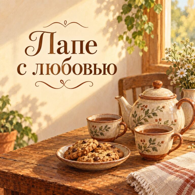 Папе с любовью - открытка с поздравлением папе