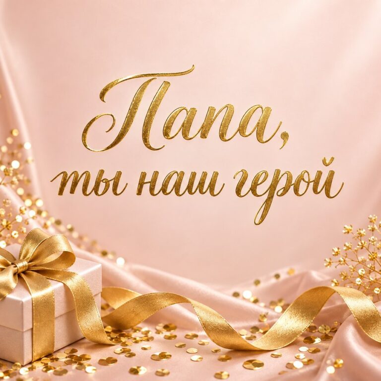 Папа, ты наш герой - открытка с поздравлением папе