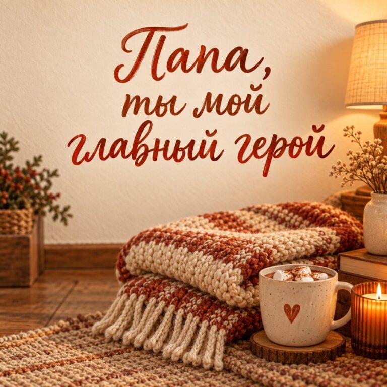 Папа, ты мой главный герой - открытка с поздравлением папе