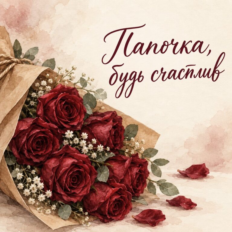 Папочка, будь счастлив - открытка с поздравлением папе