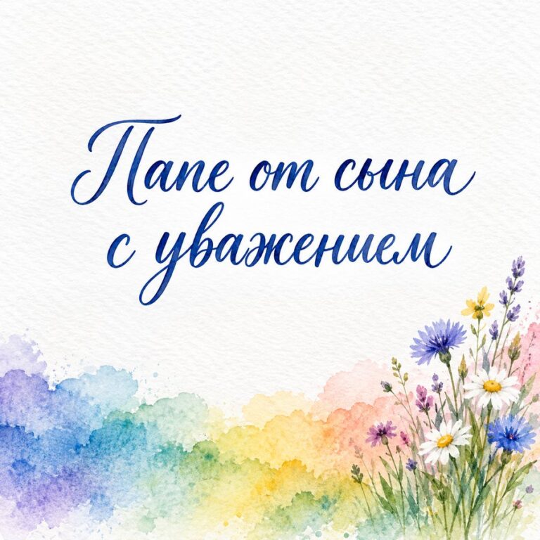 Папе от сына с уважением - открытка с поздравлением папе