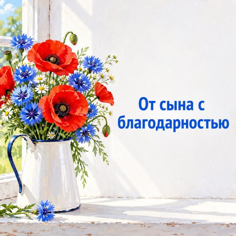 От сына с благодарностью - открытка с поздравлением папе