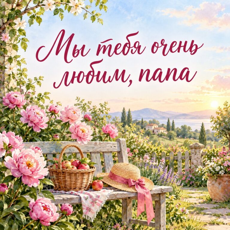 Мы тебя очень любим, папа - открытка с поздравлением папе