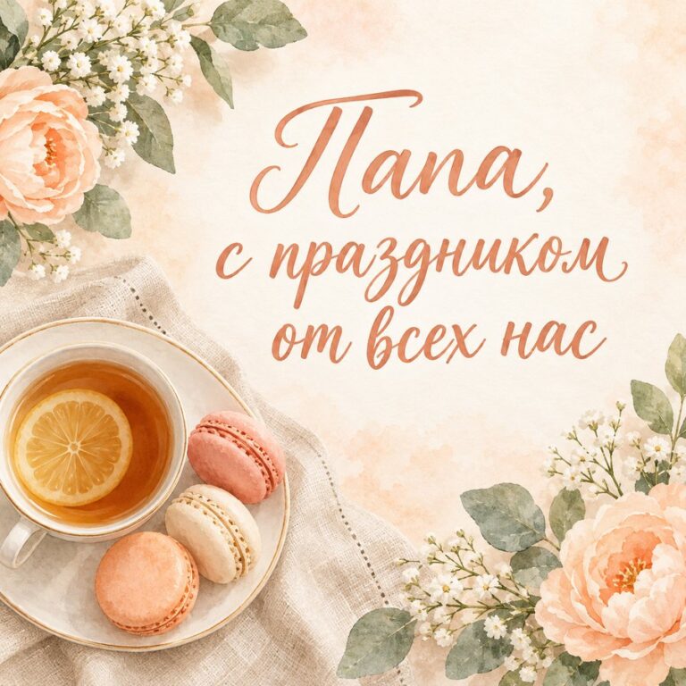 Папа, с праздником от всех нас - открытка с поздравлением папе