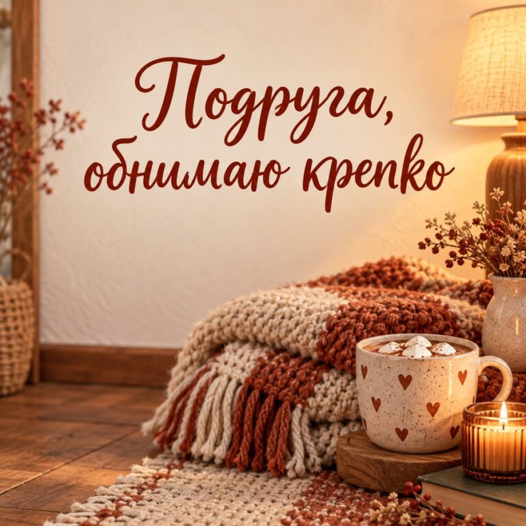 Подруга, обнимаю крепко - открытка с поздравлением подруге