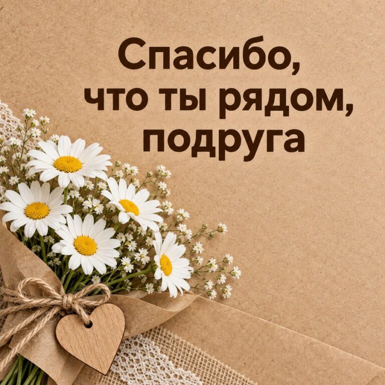 Спасибо, что ты рядом, подруга - открытка с поздравлением подруге
