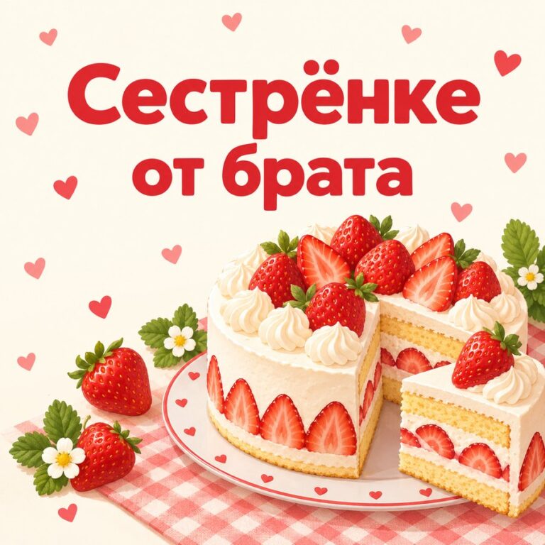 Сестрёнке от брата - открытка с поздравлением сестре