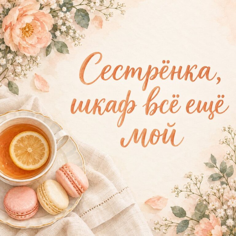 Сестрёнка, шкаф всё ещё мой - открытка с поздравлением сестре