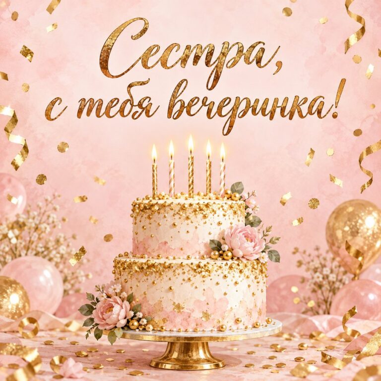 Сестра, с тебя вечеринка! - открытка с поздравлением сестре