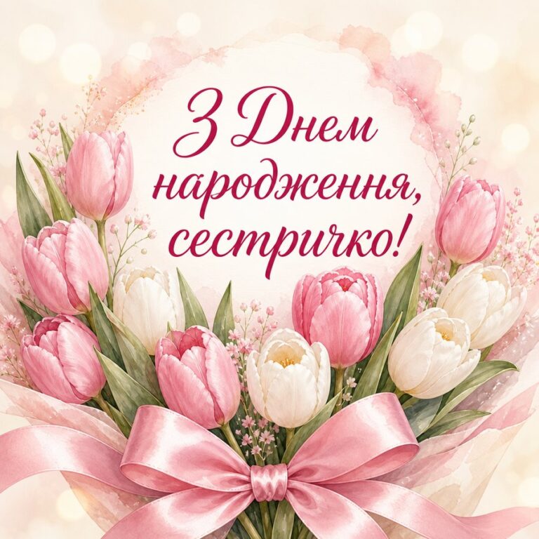 З Днем народження, сестричко! - листівка з привітанням сестрі