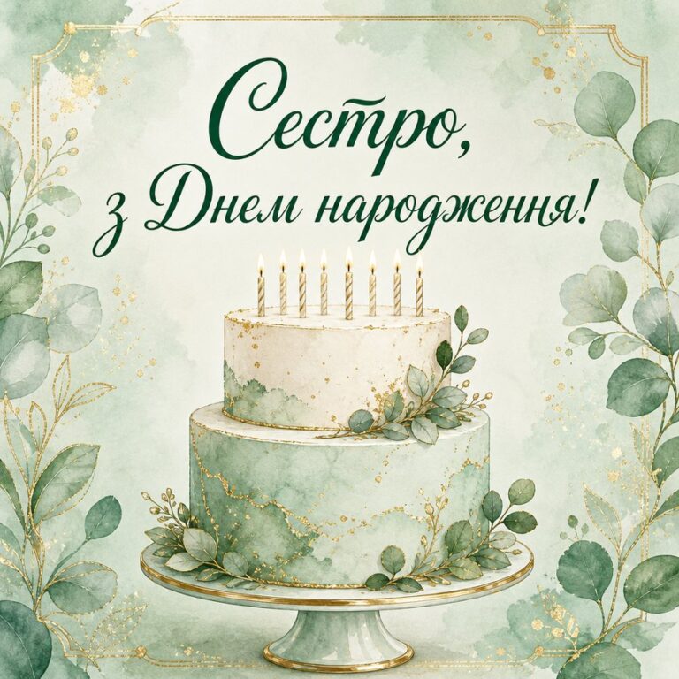 Сестро, з Днем народження! - листівка з привітанням сестрі