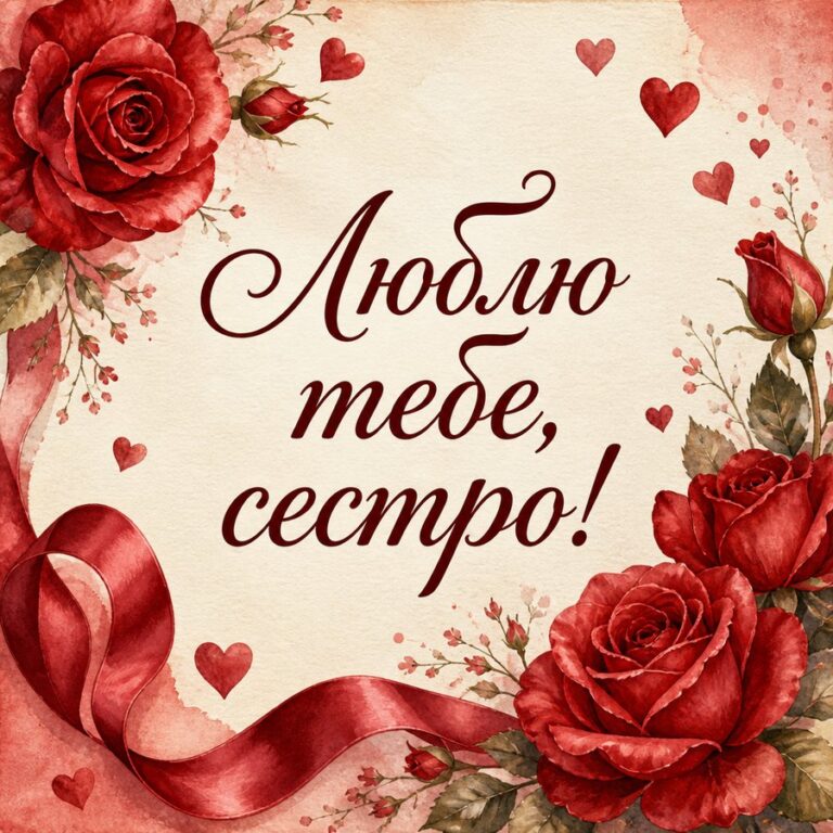 Люблю тебе, сестро! - листівка з привітанням сестрі