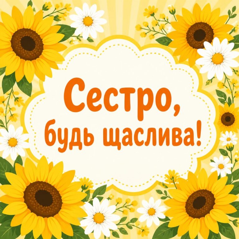 Сестро, будь щаслива! - листівка з привітанням сестрі