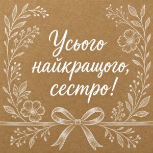 Усього найкращого, сестро! - листівка з привітанням сестрі