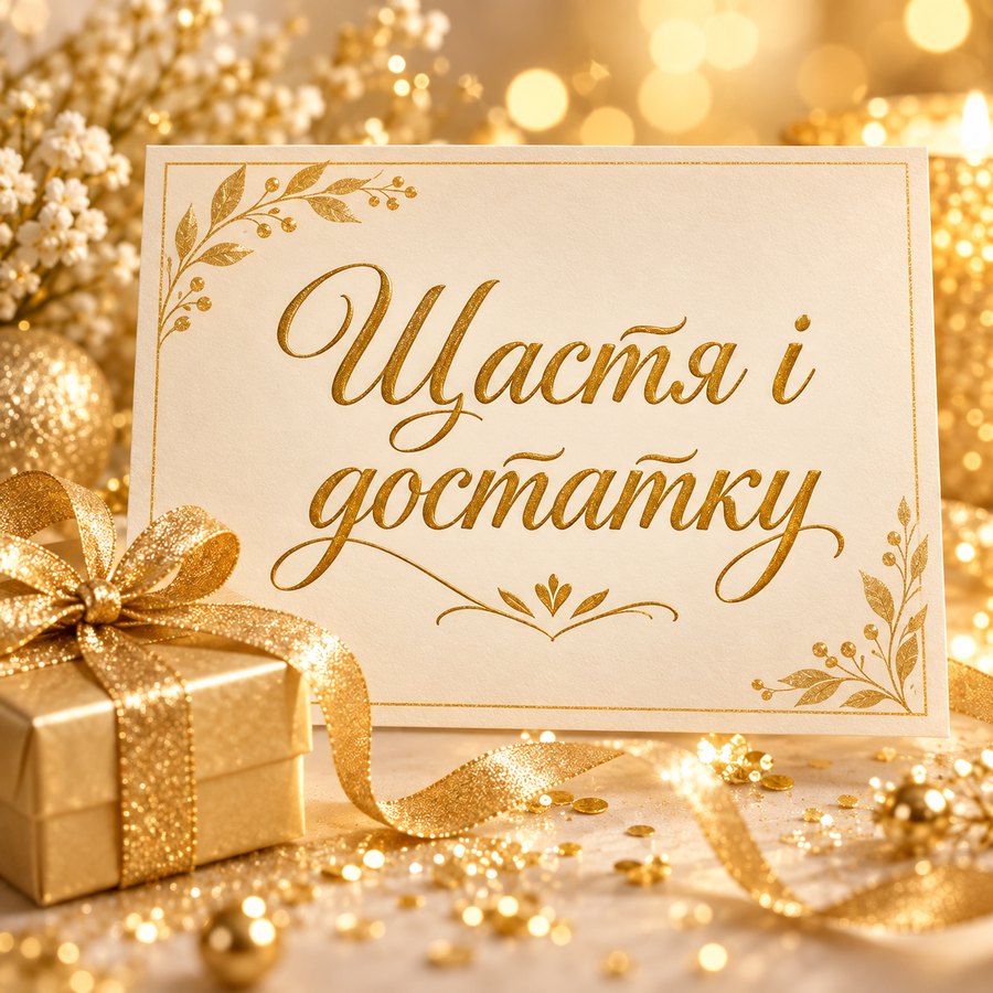Щастя і достатку - листівка з привітанням свасі