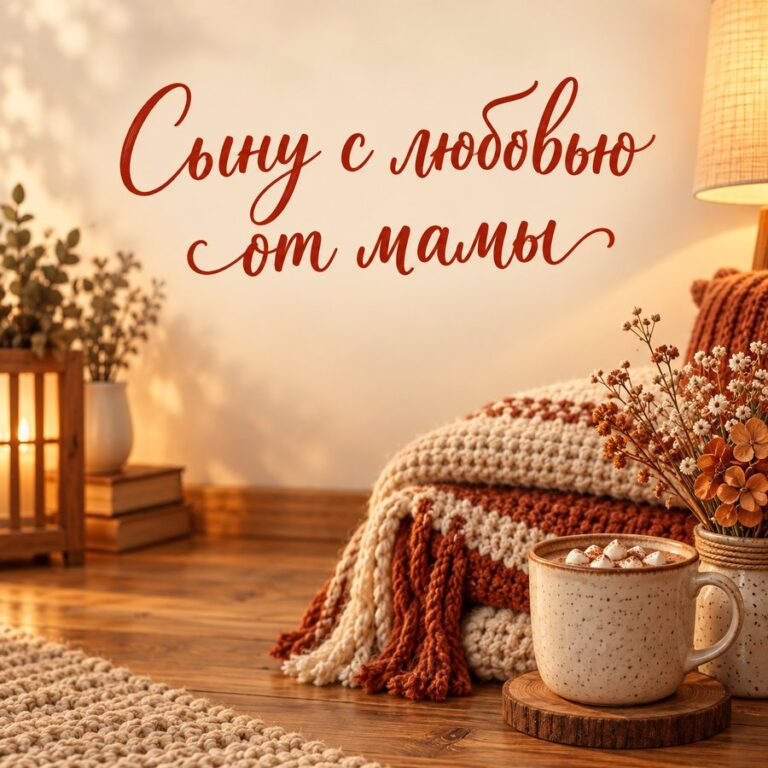 Сыну с любовью от мамы - открытка с поздравлением взрослому сыну