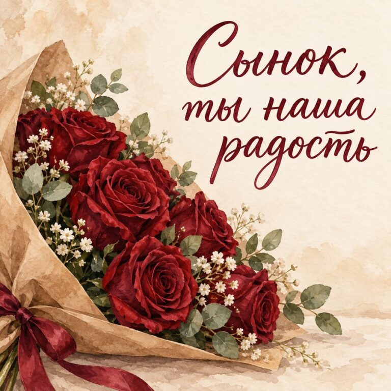 Сынок, ты наша радость - открытка с поздравлением взрослому сыну