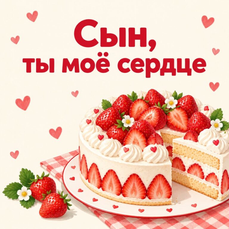 Сын, ты моё сердце - открытка с поздравлением взрослому сыну