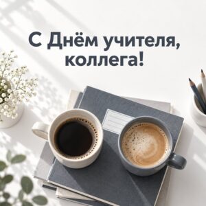 С Днём учителя, коллега! - открытка с поздравлением с Днём учителя