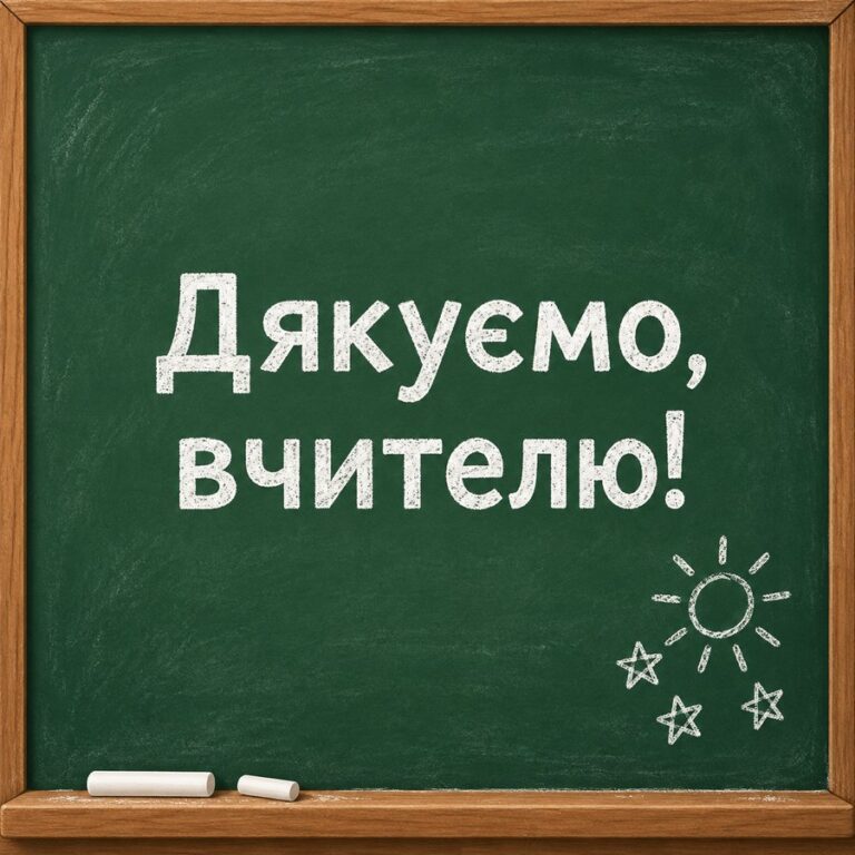 Дякуємо, вчителю! - листівка з привітанням з Днем вчителя від батьків