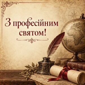 З професійним святом! - листівка з привітанням з Днем вчителя від батьків