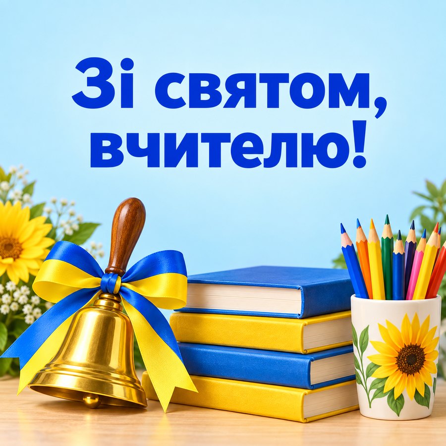 Зі святом, вчителю! - листівка з привітанням з Днем вчителя від батьків