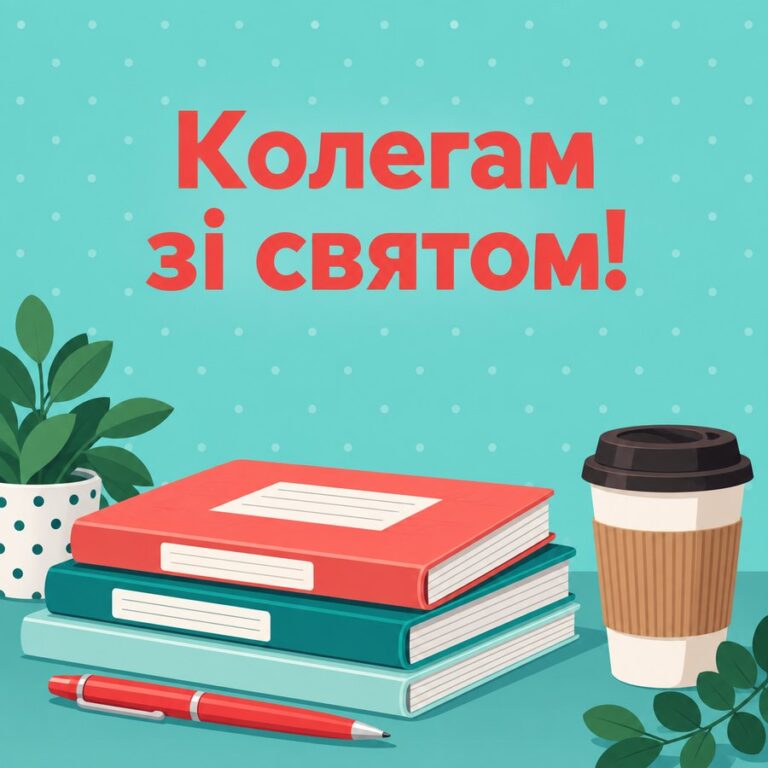 Колегам зі святом! - листівка з привітанням з Днем вчителя колегам