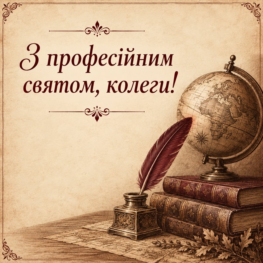 З професійним святом, колеги! - листівка з привітанням з Днем вчителя колегам