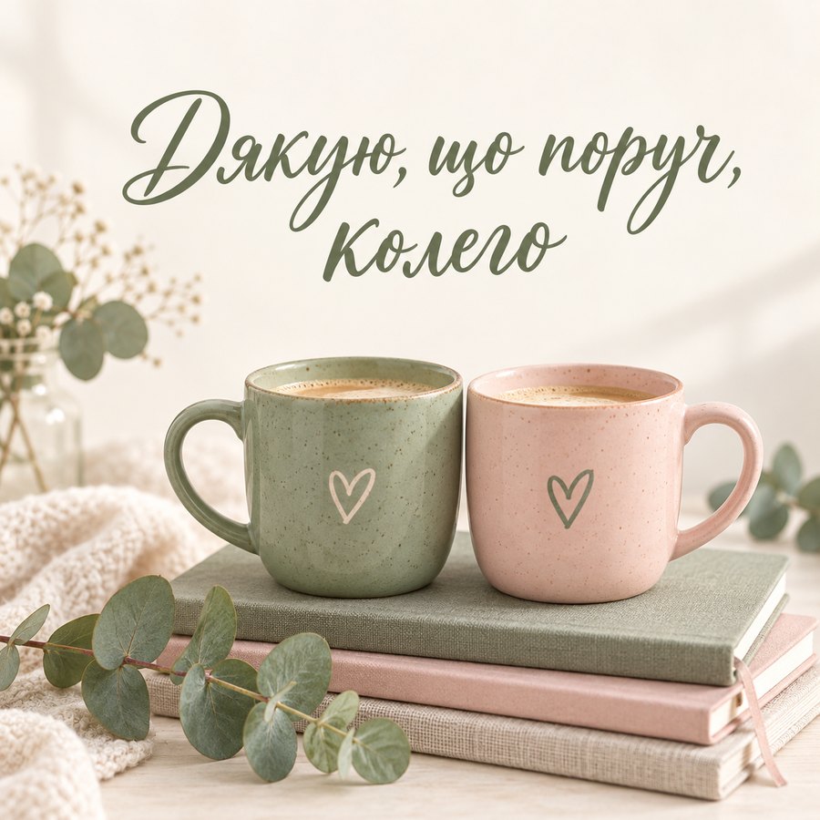 Дякую, що поруч, колего - листівка з привітанням з Днем вчителя колегам