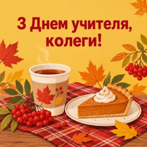 З Днем учителя, колеги! - листівка з привітанням з Днем вчителя колегам