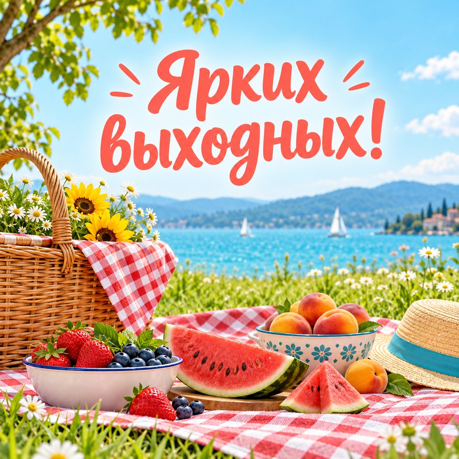 Ярких выходных! - открытка с поздравлением хороших выходных