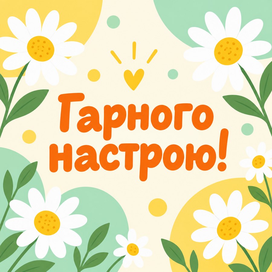 Гарного настрою! - листівка з привітанням гарних вихідних