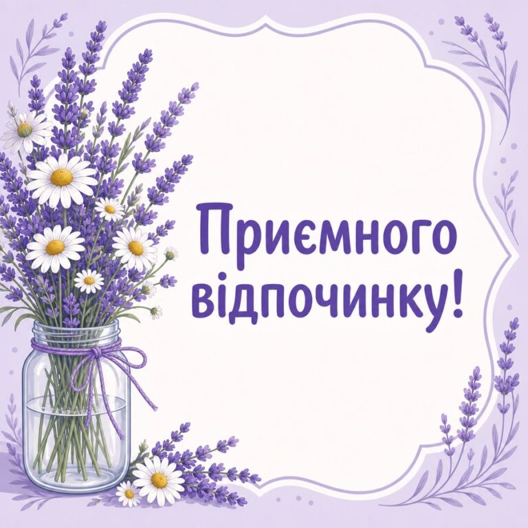 Приємного відпочинку! - листівка з привітанням гарних вихідних