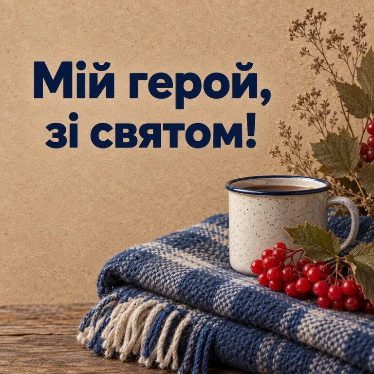 Мій герой, зі святом! - листівка з привітанням з Днем захисника