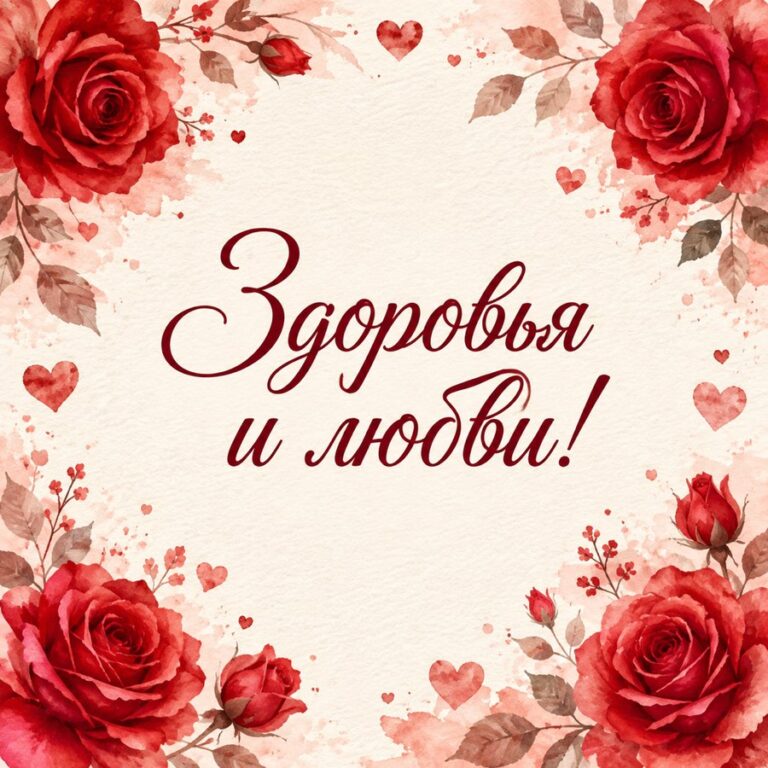 Здоровья и любви! - открытка с поздравлением женщине
