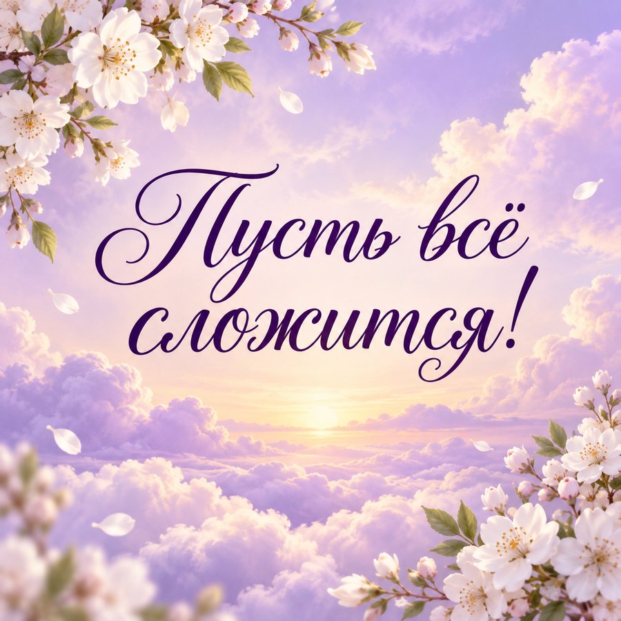Пусть всё сложится! - открытка с поздравлением женщине