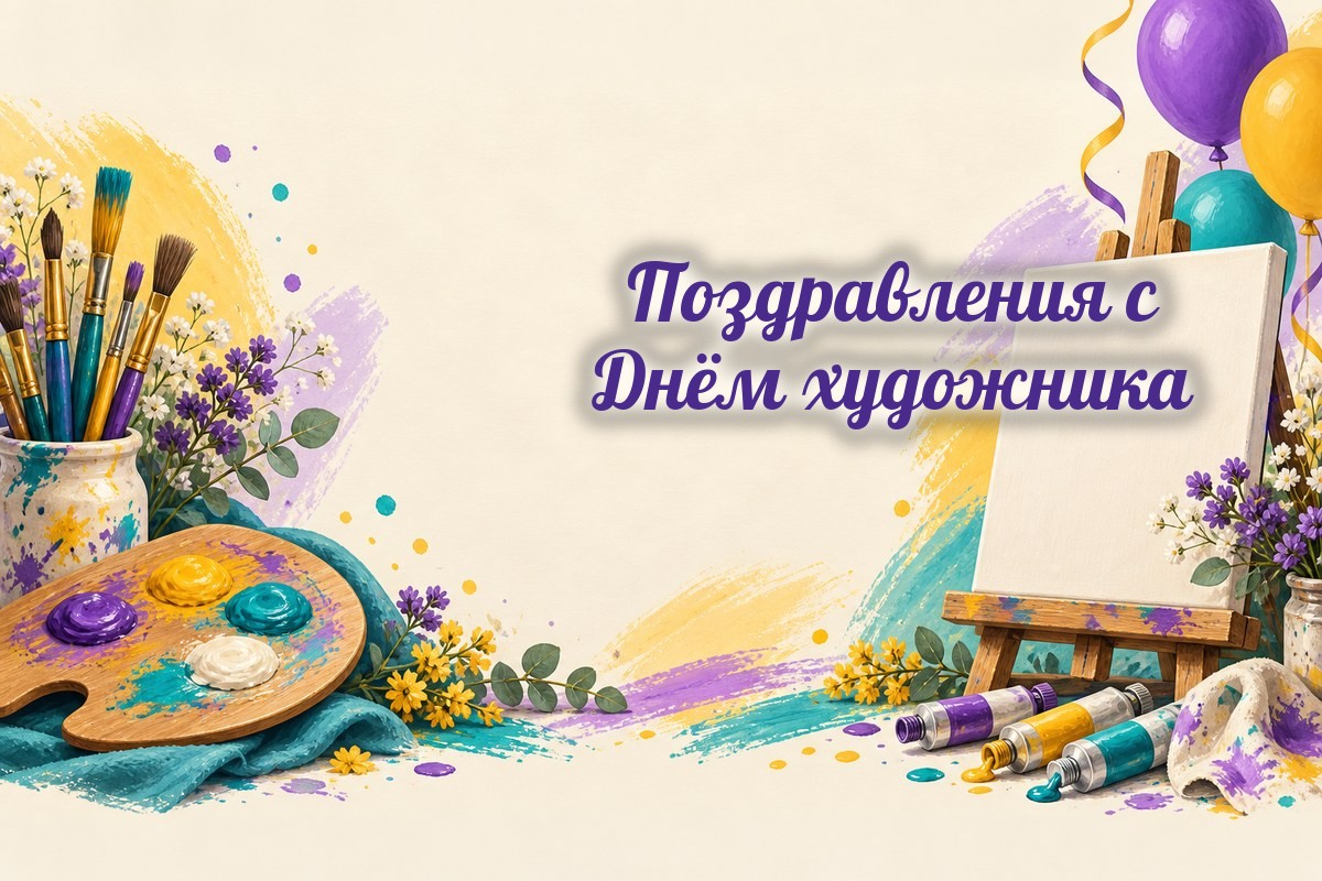 Ко Дню художника: палитра, кисти и мольберт