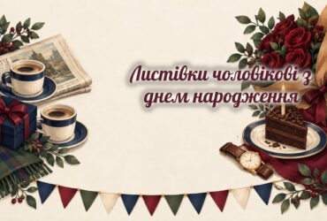 Листівки чоловікові: кава, подарунок, годинник і троянди
