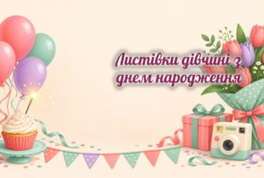 Листівки дівчині: кульки, капкейк, фотоапарат і тюльпани