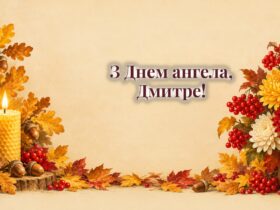 Листівки з Днем ангела Дмитра: свічка, дубове листя й осінні квіти