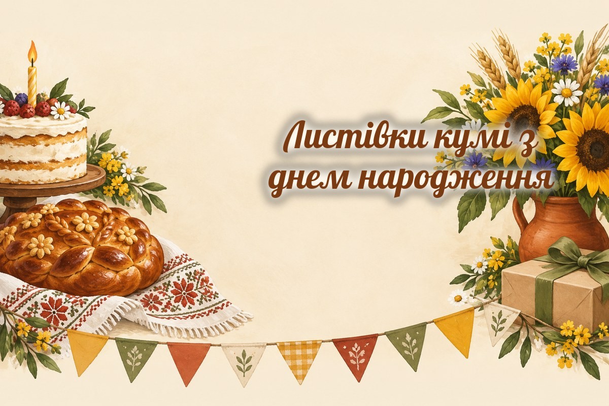 Листівки кумі: калач на рушнику, торт і соняшники