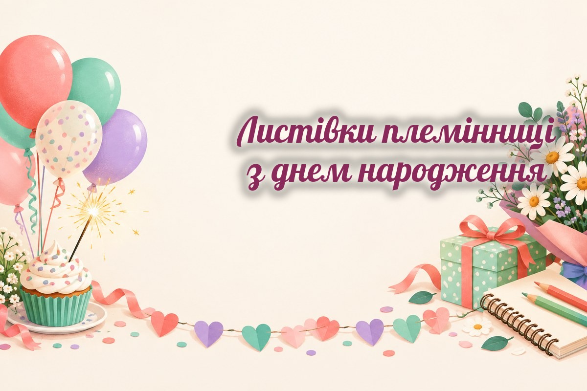 Листівки племінниці: кульки, капкейк, скетчбук і ромашки
