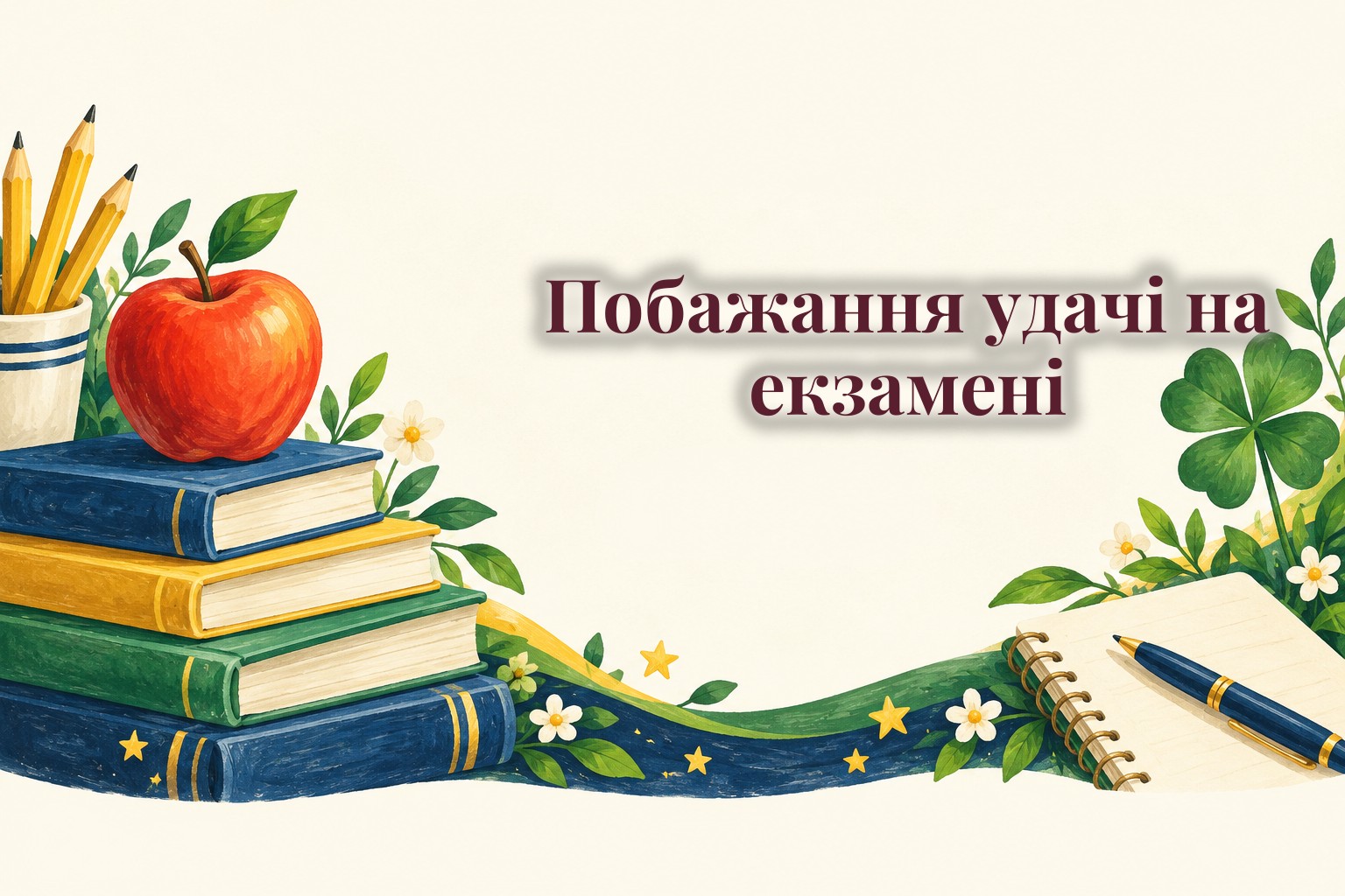 Підручники, олівці й конюшина на удачу
